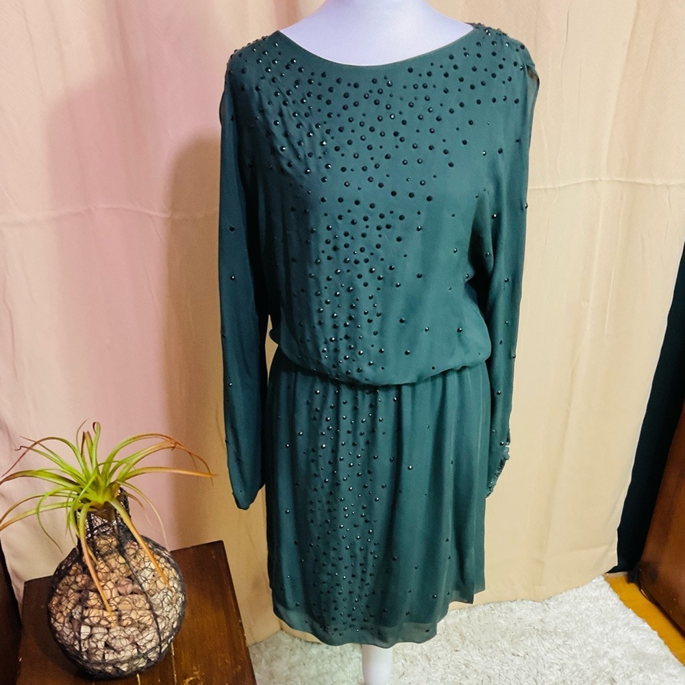 Haute Hippie Teal Long Cut Out Sleeve Dress